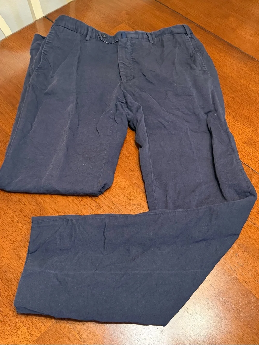 Incotex Slowear Chinolino Mens Navy Blue Linen Cotton Trousers Chino Pants 34x32